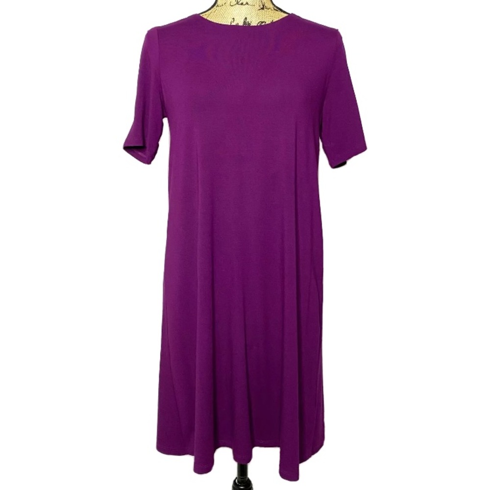 Eileen Fisher Purple Half Sleeve Jersey Dress